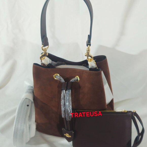 NWT Coach Rowan Bucket Bag Suede Vintage Brown CCC78 Authentic Packed - Picture 4 of 16